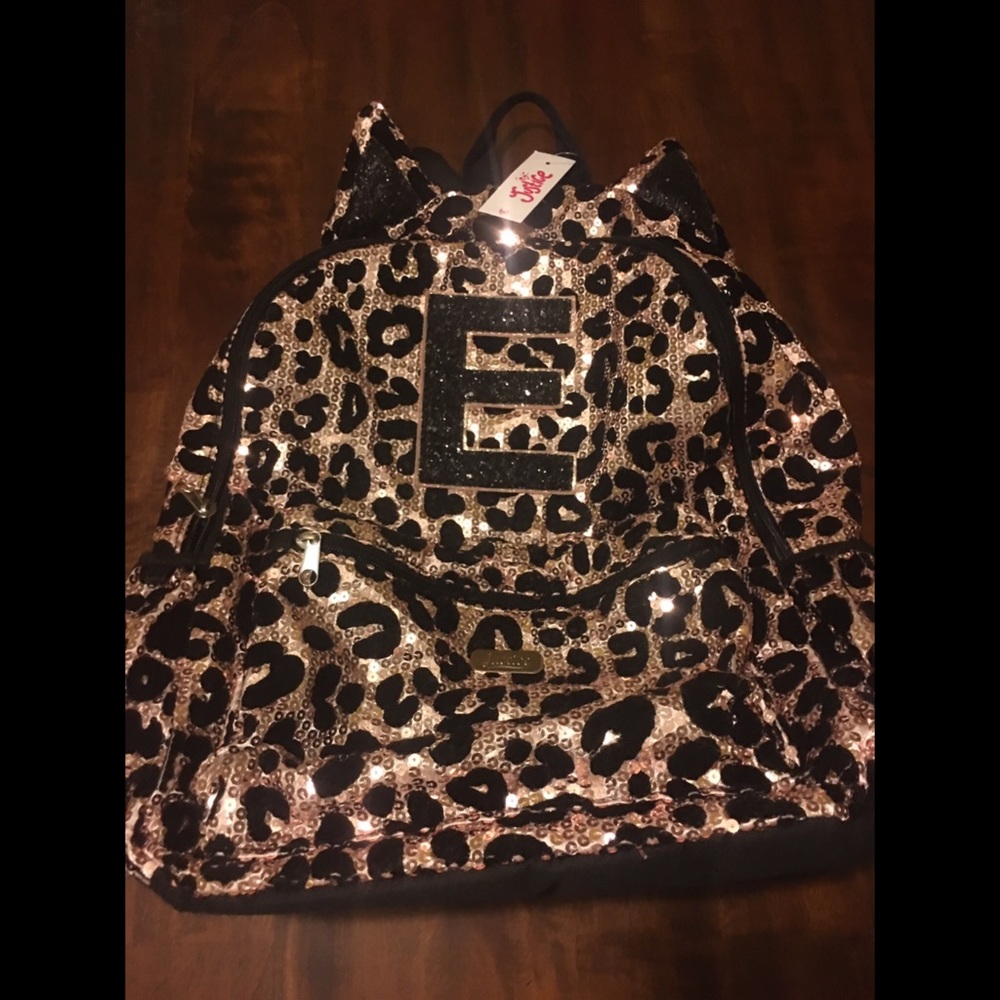 Justice Cheetah Backpack Letter E